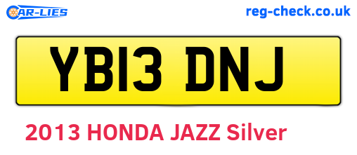 YB13DNJ are the vehicle registration plates.