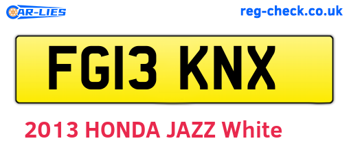 FG13KNX are the vehicle registration plates.