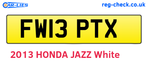 FW13PTX are the vehicle registration plates.