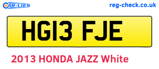 HG13FJE are the vehicle registration plates.