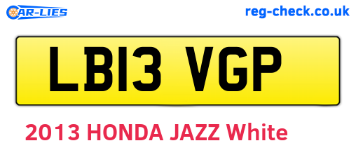 LB13VGP are the vehicle registration plates.