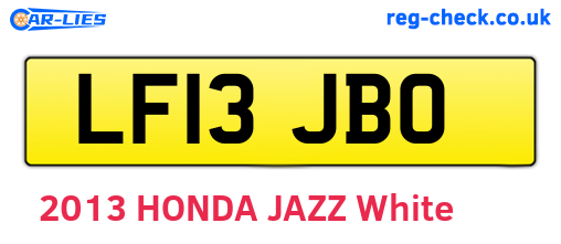 LF13JBO are the vehicle registration plates.