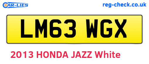 LM63WGX are the vehicle registration plates.