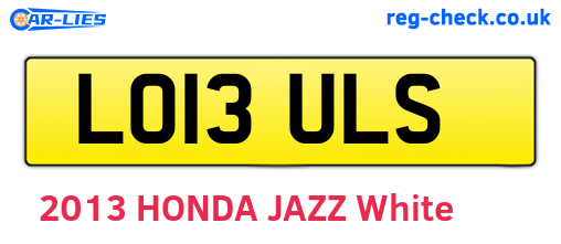 LO13ULS are the vehicle registration plates.