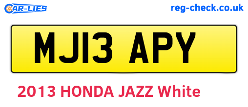 MJ13APY are the vehicle registration plates.
