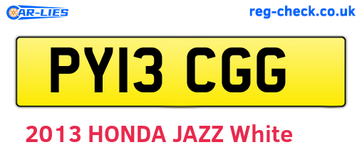 PY13CGG are the vehicle registration plates.