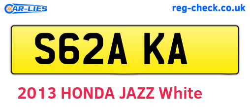 S62AKA are the vehicle registration plates.