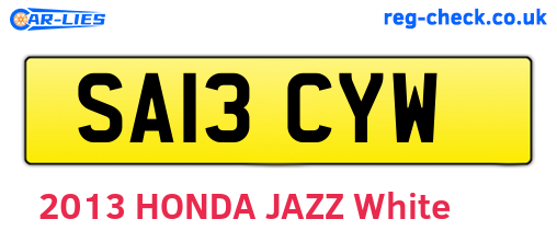 SA13CYW are the vehicle registration plates.
