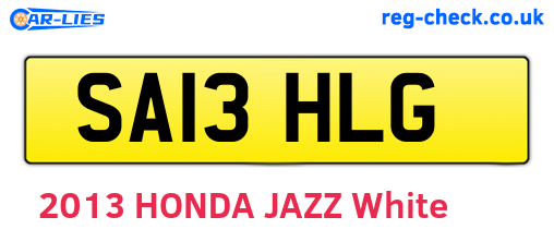 SA13HLG are the vehicle registration plates.