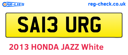 SA13URG are the vehicle registration plates.