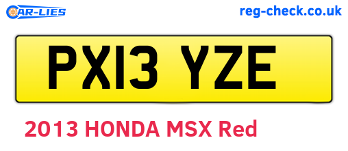 PX13YZE are the vehicle registration plates.