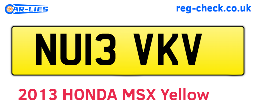 NU13VKV are the vehicle registration plates.