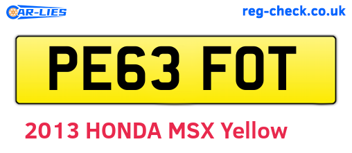 PE63FOT are the vehicle registration plates.