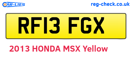 RF13FGX are the vehicle registration plates.