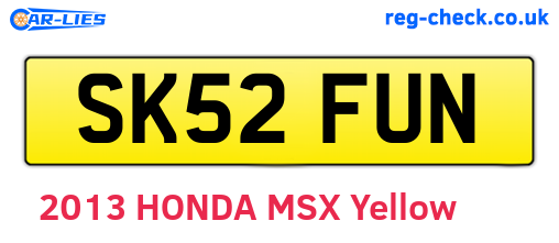 SK52FUN are the vehicle registration plates.