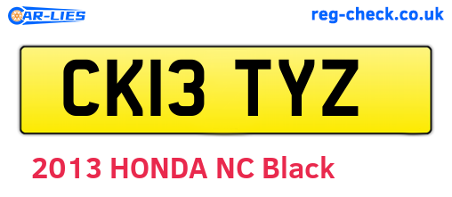 CK13TYZ are the vehicle registration plates.