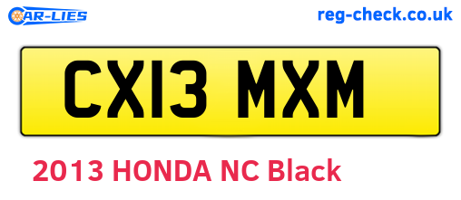 CX13MXM are the vehicle registration plates.