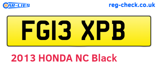 FG13XPB are the vehicle registration plates.