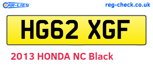 HG62XGF are the vehicle registration plates.