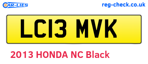 LC13MVK are the vehicle registration plates.