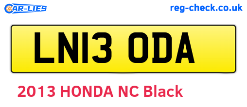 LN13ODA are the vehicle registration plates.
