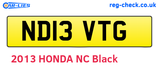 ND13VTG are the vehicle registration plates.