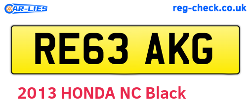 RE63AKG are the vehicle registration plates.