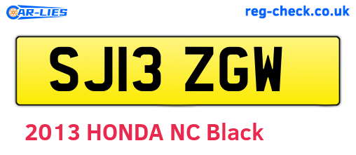 SJ13ZGW are the vehicle registration plates.