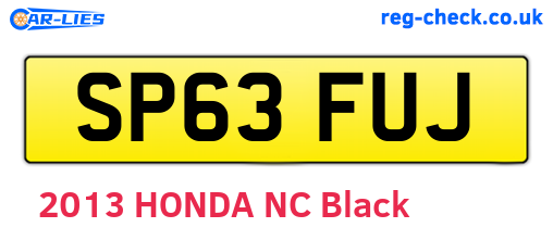 SP63FUJ are the vehicle registration plates.