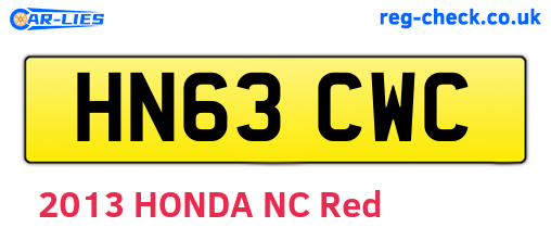 HN63CWC are the vehicle registration plates.