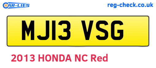 MJ13VSG are the vehicle registration plates.