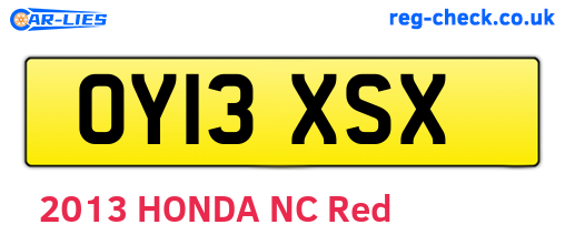 OY13XSX are the vehicle registration plates.