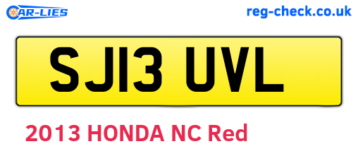SJ13UVL are the vehicle registration plates.