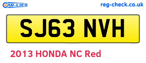 SJ63NVH are the vehicle registration plates.