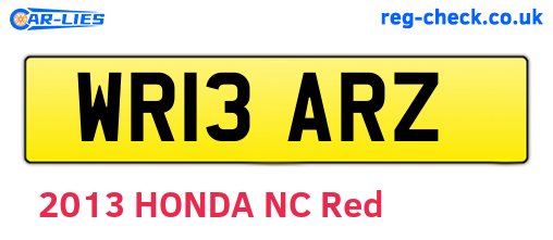 WR13ARZ are the vehicle registration plates.