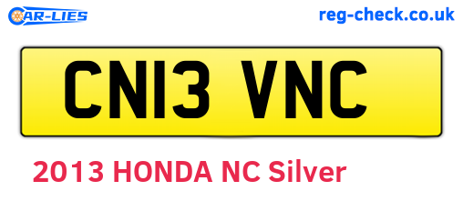 CN13VNC are the vehicle registration plates.