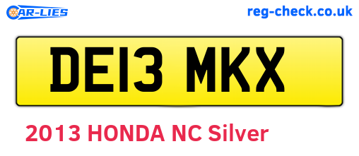 DE13MKX are the vehicle registration plates.