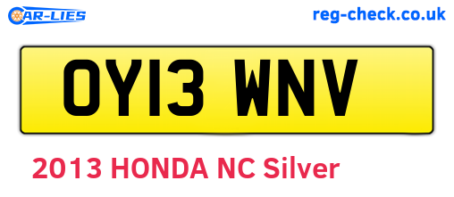 OY13WNV are the vehicle registration plates.