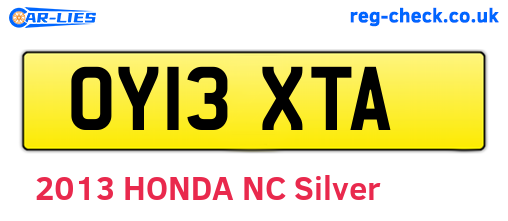 OY13XTA are the vehicle registration plates.
