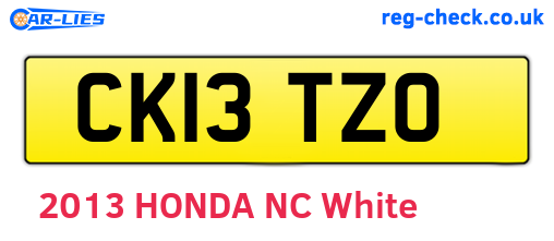 CK13TZO are the vehicle registration plates.