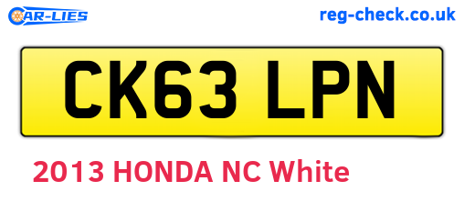 CK63LPN are the vehicle registration plates.