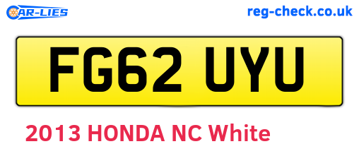 FG62UYU are the vehicle registration plates.