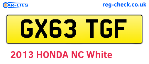 GX63TGF are the vehicle registration plates.