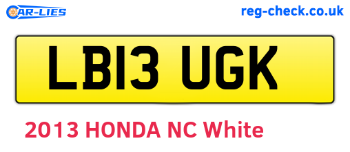 LB13UGK are the vehicle registration plates.