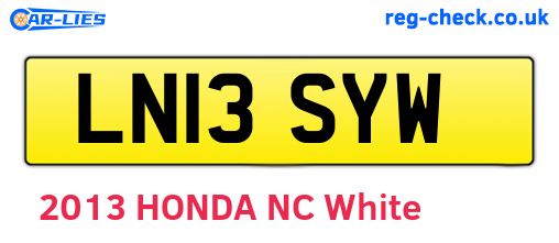 LN13SYW are the vehicle registration plates.