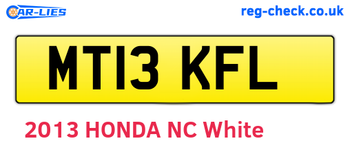 MT13KFL are the vehicle registration plates.