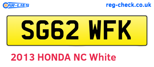 SG62WFK are the vehicle registration plates.