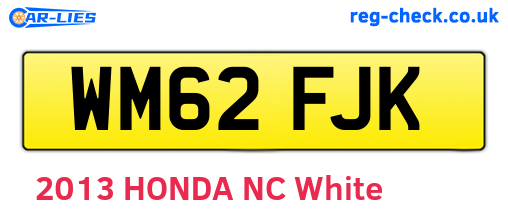 WM62FJK are the vehicle registration plates.