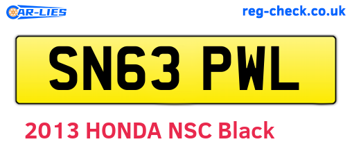 SN63PWL are the vehicle registration plates.