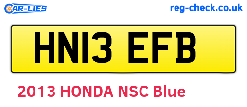 HN13EFB are the vehicle registration plates.